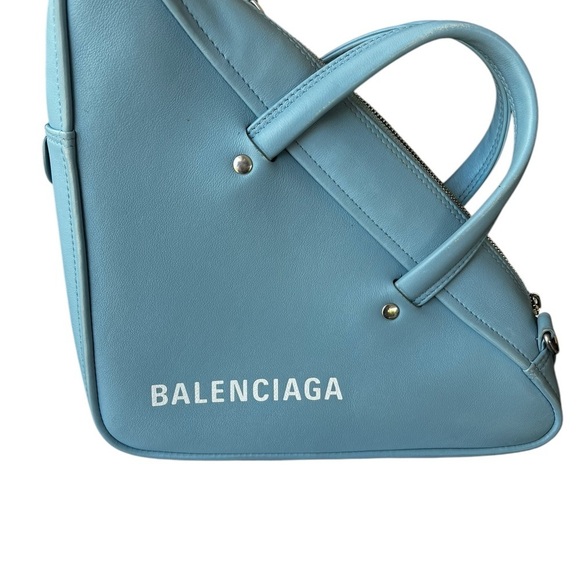 Balenciaga Triangle Duffle S Leather Handbag Blue - Picture 3 of 14
